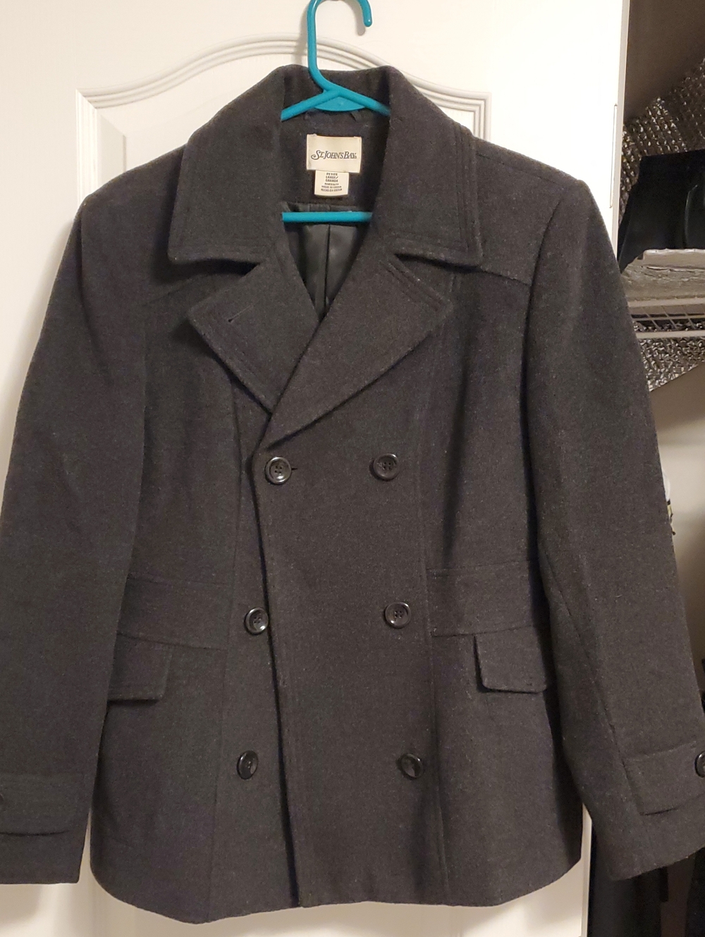 St. John's Bay Men's Dark Gray Double-Breasted Pea Coat